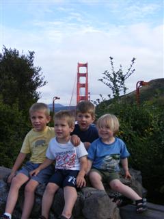Cousins in front of the bridge