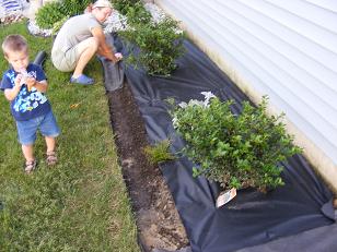 Put on the weed barrier